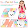 For iPad (2025)/iPad 10.9 (2022) Case PC + Silicone Colorful Tablet Cover with Cat Kickstand/Shoulder Strap