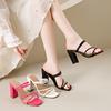 Fashion Summer New Plus Size 43 Women'S Sandals Woman Solid Color High Heel Shoes Thick Heel Open Toe Female Sandals Fashion Slippers
