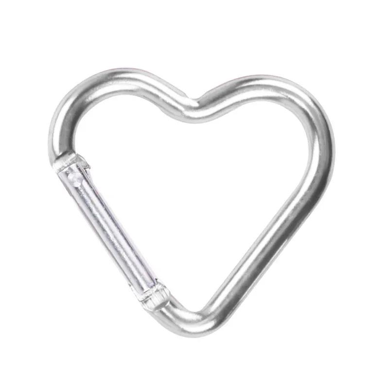 1PC Heart-shaped Aluminum Carabiner Keychain Clip Outdoor Tools Water Bottle Keyring Hook Hanging Buckle Travel Kit Accessories