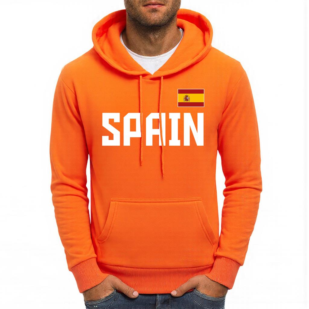 Spain Letter National Flag Printing Hoodies Male Pocket Casual Streetwear Autumn Hip Hop Man Pullover Fleece Comfortable Hoody