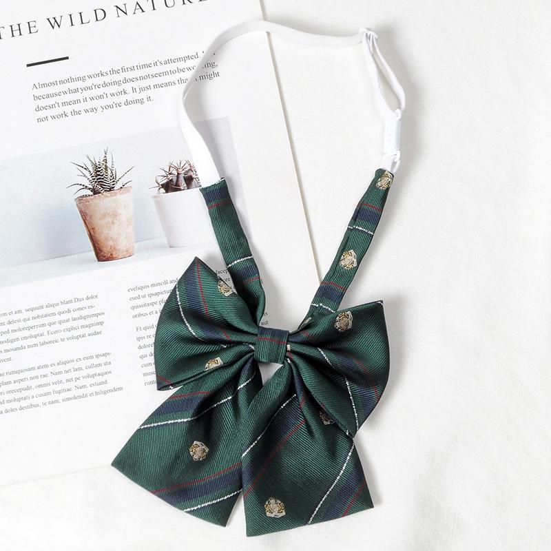 Women's Red Stripe No-Iron Japanese Academy Style Bow Tie Shirt Accessory