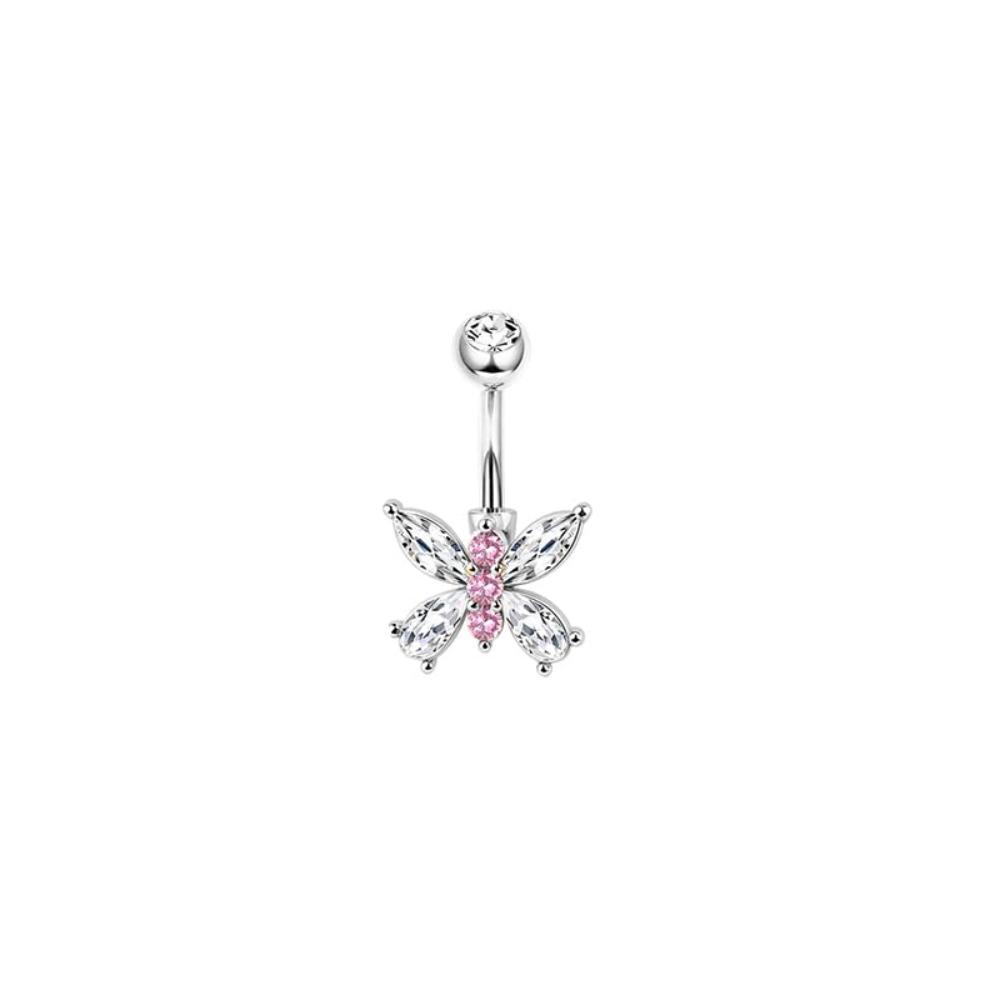 Bobisty14G Belly Button Bars for Women Surgical Steel Belly Bar CZ Butterfly Snake Clicker Navel Ring Body Piercing Jewellery