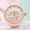Finger Ring Watch Round Dial Rose Flower Pattern Women Finger Quartz WatchRose Gold