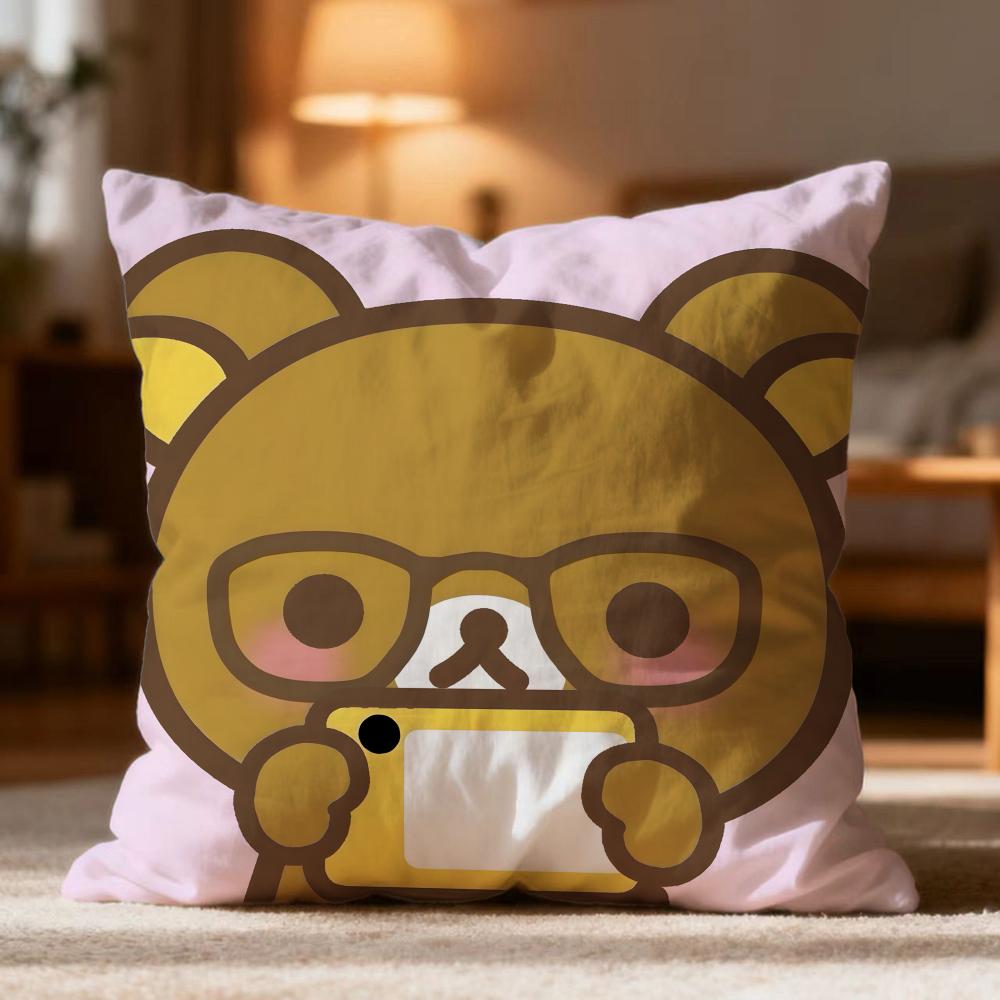 Fashion R-RRilakkuma Cushion Cover Soft Washable Pillow Case Multi-Scene for Couch Bed Travel Office Use