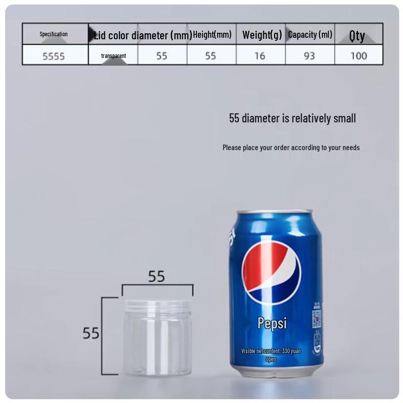 Sheng Bi Lai PET Sealing Jars with Transparent Lids, 100-Pack