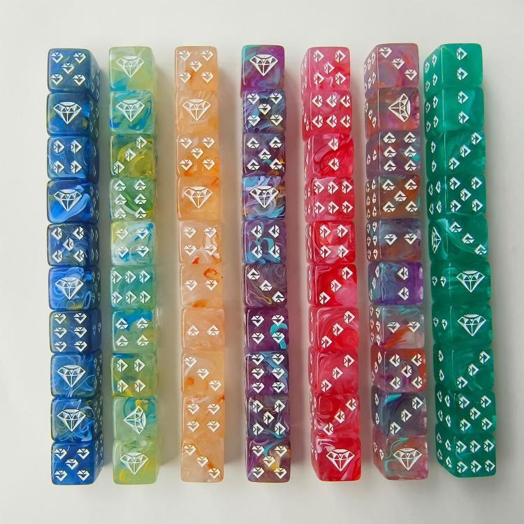 10pcs/lot D6 Dice 16mm Mixed Colours Polyhedral Dice 6-sided Entertainment Party Board Game Table Game Digital Dice for RPG DND
