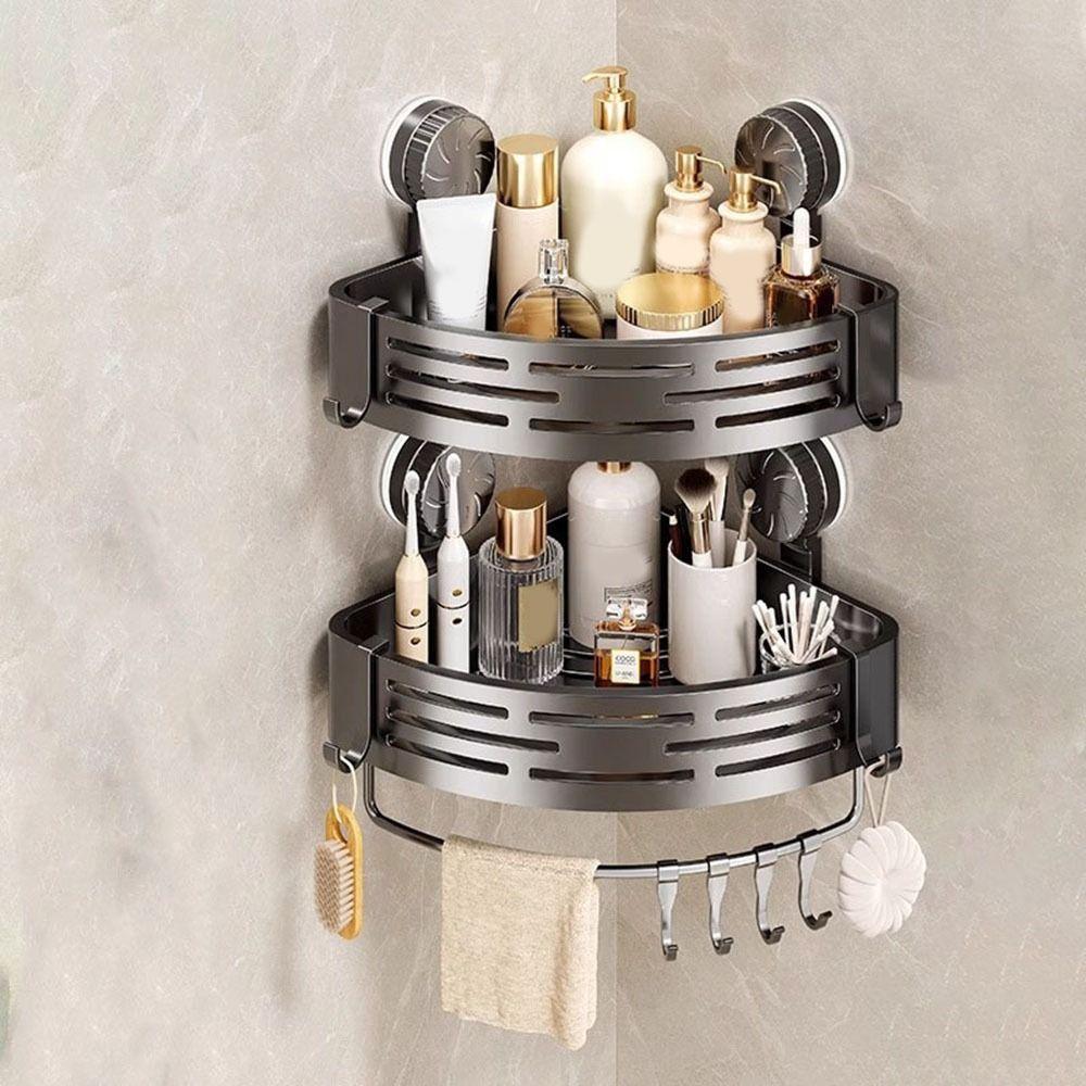 Wall Mounted Suction Cup Triangle Storage Rack Plastic Suction Cup Shower Shelf  Bathroom
