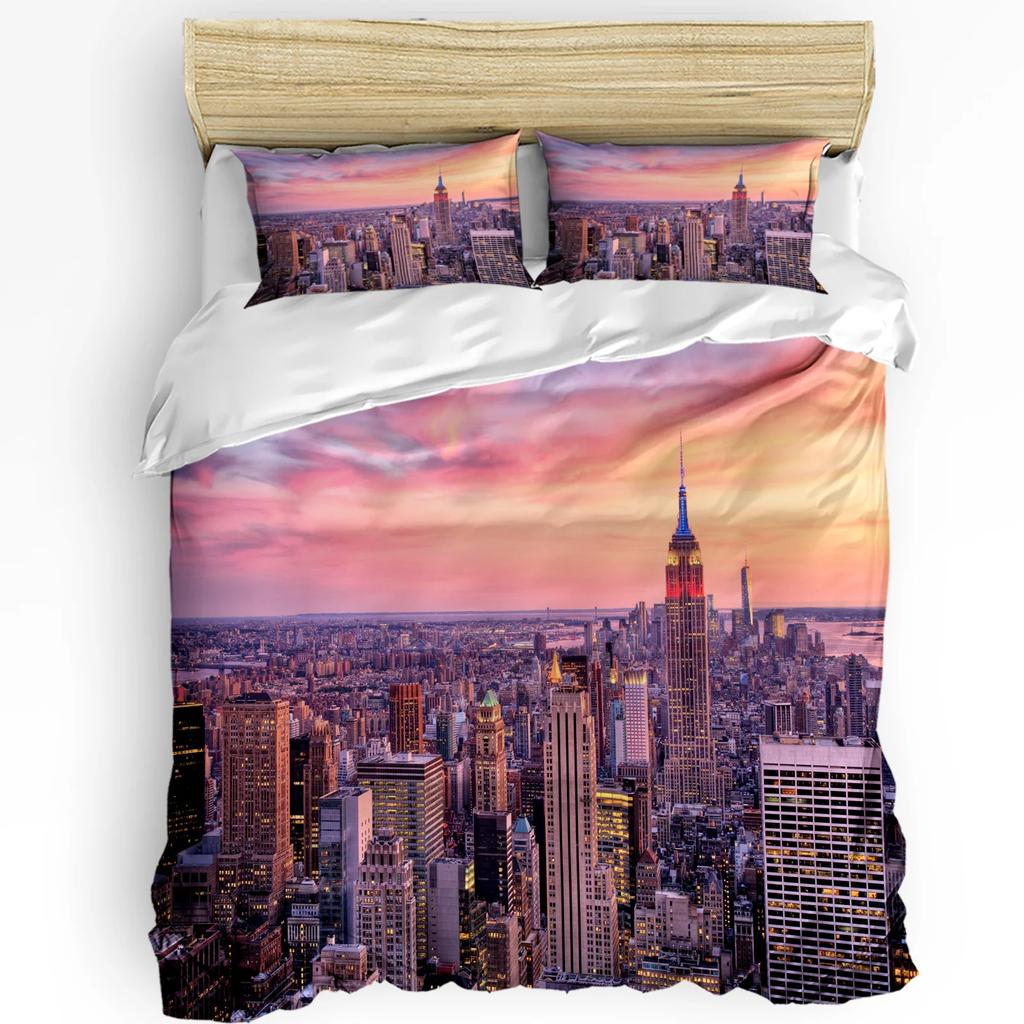 New York Bedding Set Comforter Duvet Cover Pillow Shams NYC That Never Sleeps Reflections On Manhat Bedding Cover Double Bed Set