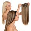 6Pcs Women Clip-in Hair Extension Heat Resistant Fluffy Lightweight Invisible Natural Looking Thick Long Straight Synthetic Hair Piece