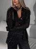 New Spring & Summer Pearl Beaded Top Cardigan with Stand Collar Long Sleeve Women's Shirt Jacket Basic Style