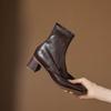 Krazing Pot Botines Chelsea de Puntera Cuadrada con Tacón Grueso de Microfibra Talla 42 Cremallera Decoración Plisada para Mujer Botines Elásticos en el Tobillo