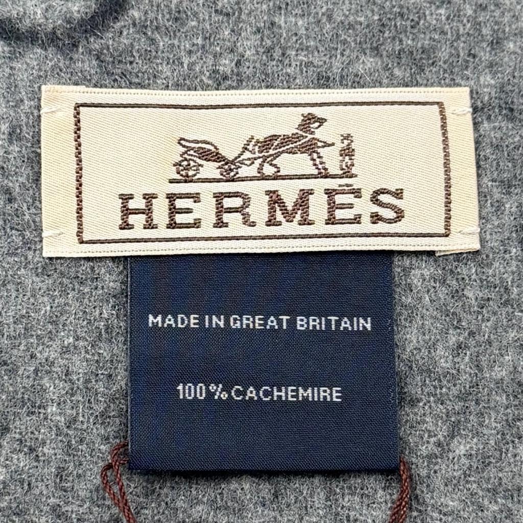 Pristine HERMES Scarf Tête à tête equestre Horse fringe Charcoal gray Used