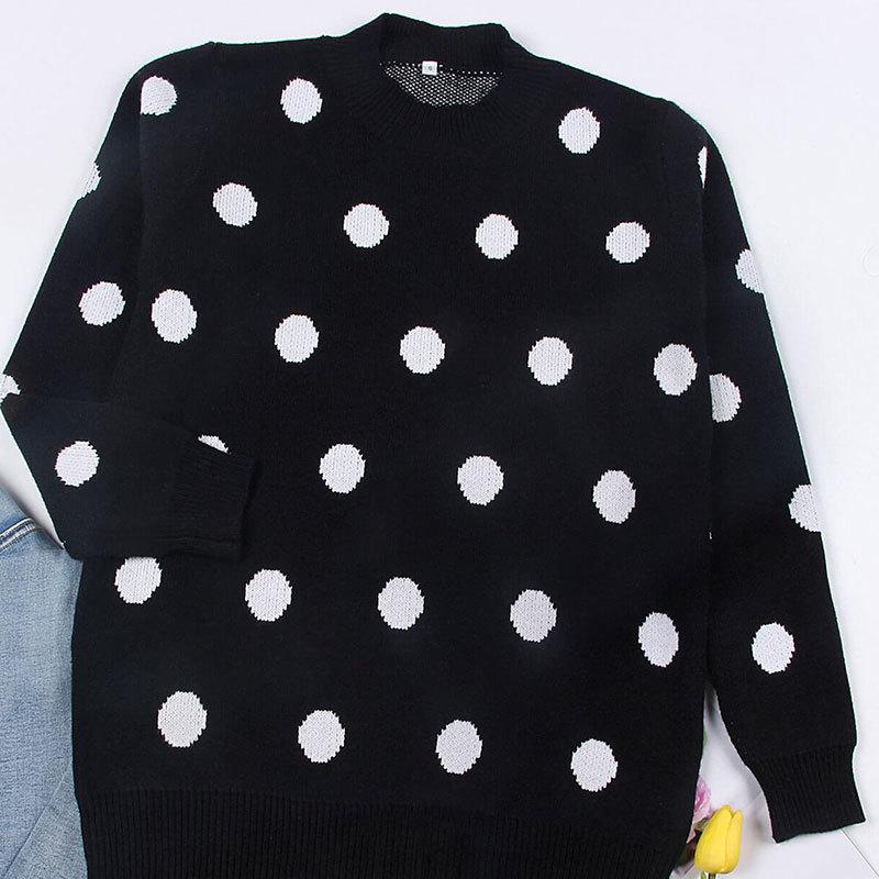 Women's Fall/winter Loose Jacquard Crew-neck Knitted Long Beard Sweater