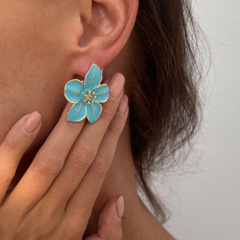 Multicolored Flower Earrings Alloy Spring Summer Earrings Exquisite Jewelry Gift Women