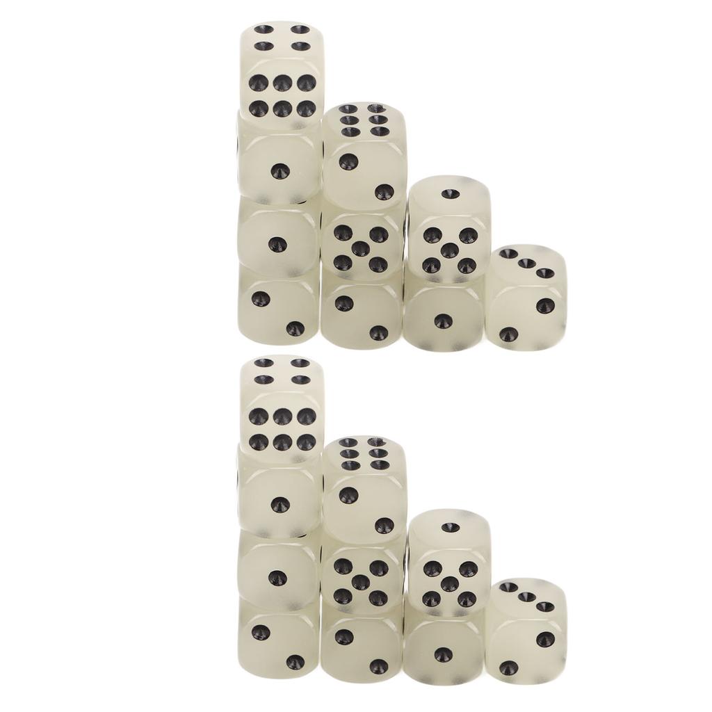20 Pieces Glowing Dice Medium Black Dot Classic Plastic 6 Sided Dice Table Game Dice for Board Games