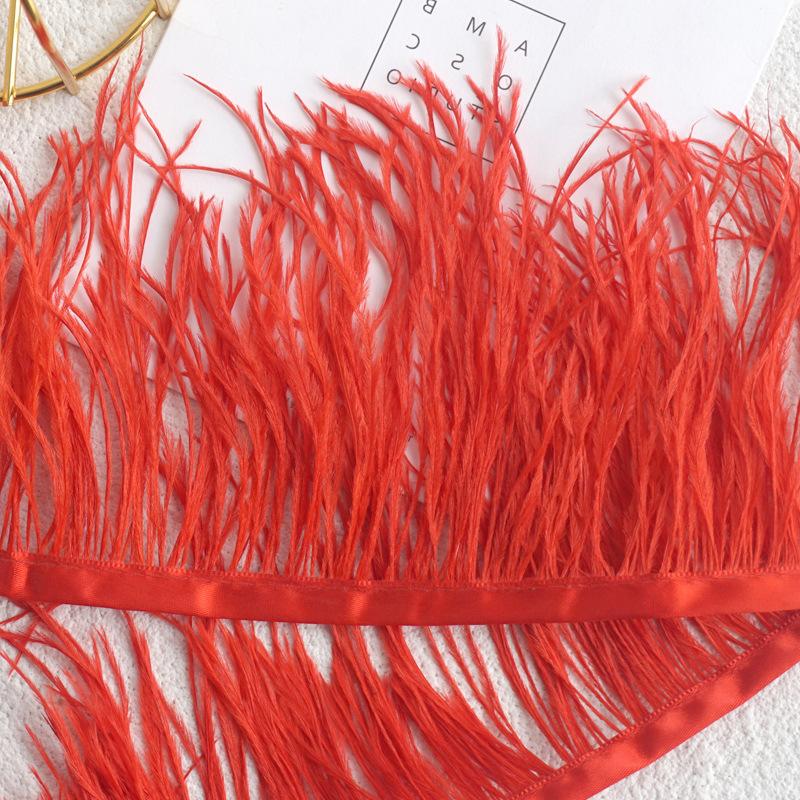 Verschlüsselter Federstoffstreifen 10-13 cm Straußenhaar Stoffkante Kleid Lateintanzrock Stoffband Hut Dekorationsmaterial
