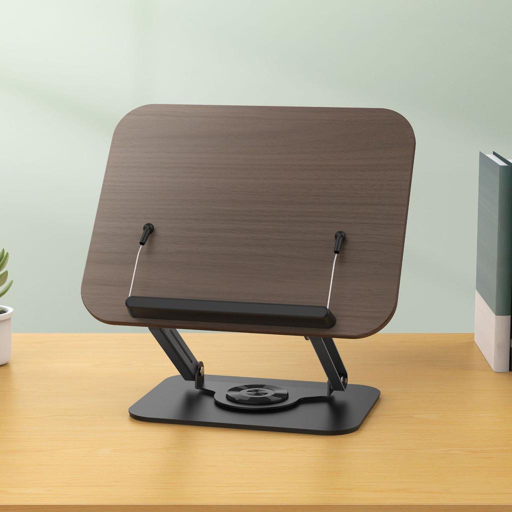 Book Stand Foldable   Book Holder with 360 Degrees  Rotating Base Elastic Clips for Recipe Tablet Laptop