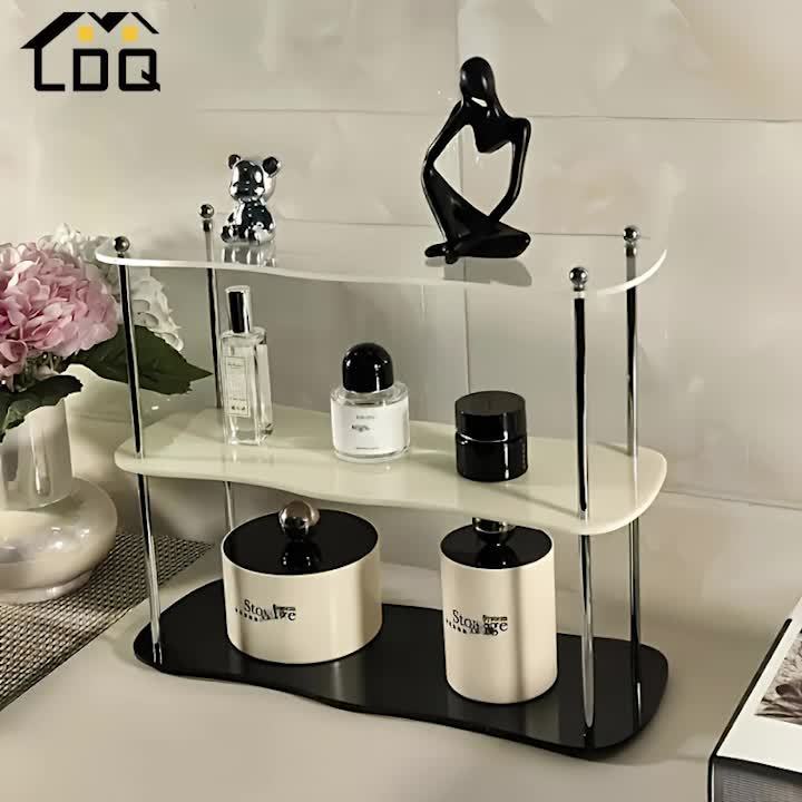 2-Tier Acrylic Desktop Organizer Shelf, Detachable Space-Saving Display Stand for Makeup, Cosmetics, Skincare & Beauty Essentials, Easy To Assemble