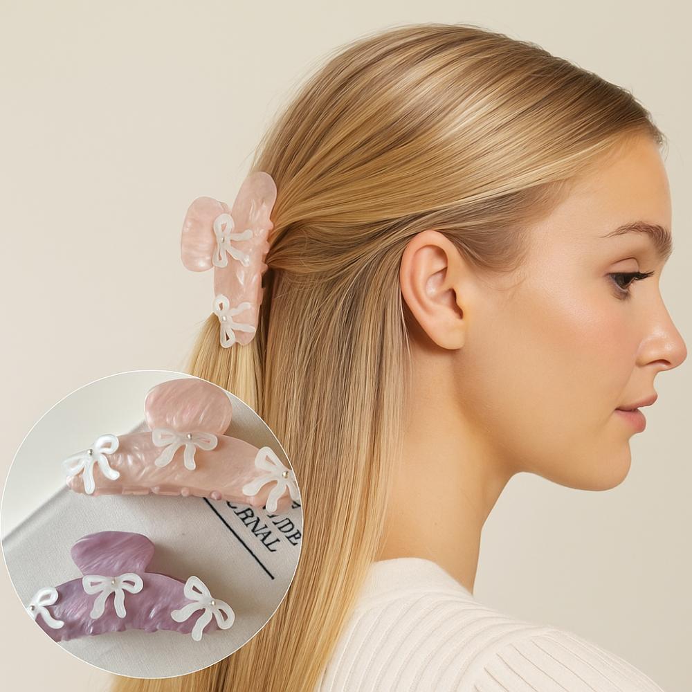 Ballet Bow Hair Claw Rhinestone Zircon Hairpin Sweet Acetic Acid Shark Clip  Travel