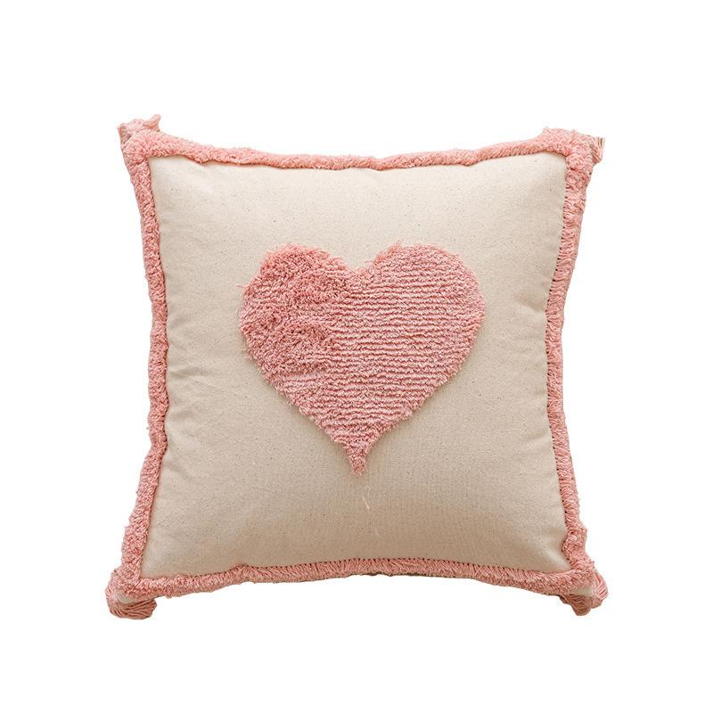 Ins Style Pink Tufted Sofa Pillow New Home Small Fresh Love Style Removable Pillow Pillow Case Combination