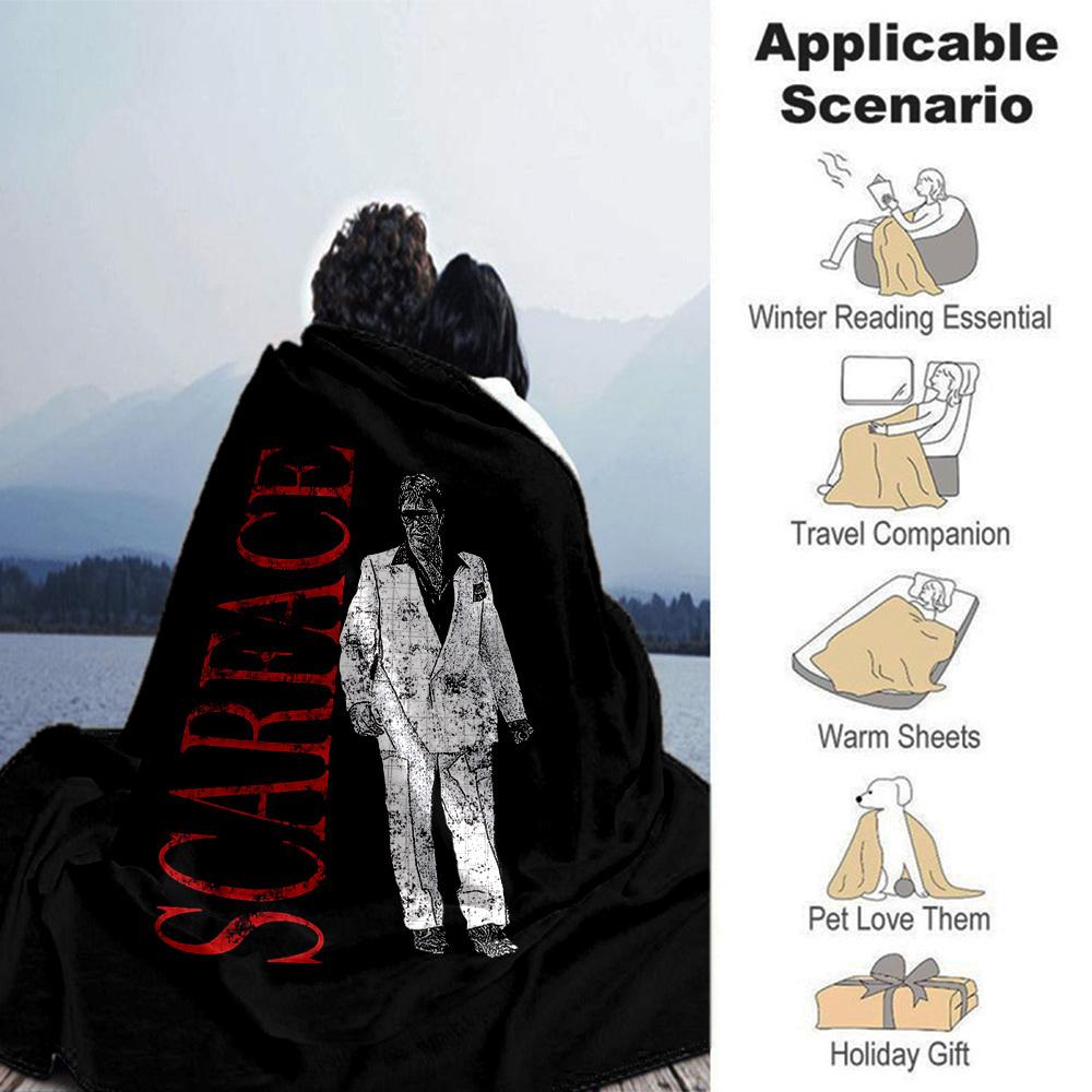 1pc Scarface Soft Flannel All Season Throw for Home, Office, Outdoor UseDurable Comfort Soft Warm Throw for Home