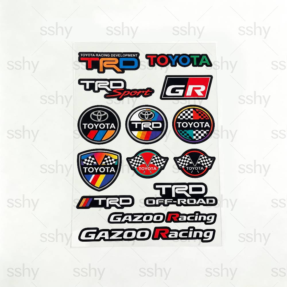 

FOR TOYOTA TRO GR All Purpose Reflective Waterproof Scratch Blocker Decal Car Bike Helmet Cup Refrigerator Decorative Stickers 20x30cm