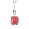 Jewelry Copper Bottom Gold-Plated Simulation Orange Red Zircon Luxury Inlaid Light Luxury Square 20 * 23 Pendant Necklace