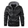 Men's European & American Style Venom Faux Leather Double Zipper Motorcycle Jacket with Removable Hood