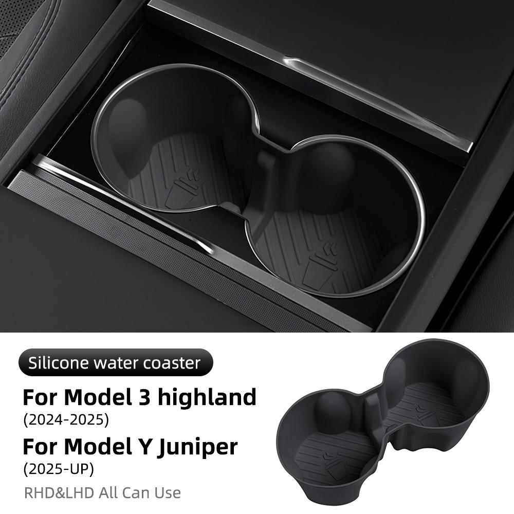 Silicone Car Cup Holder Mat Center Console Storage Organizer for Tesla Model 3 Y 2025
