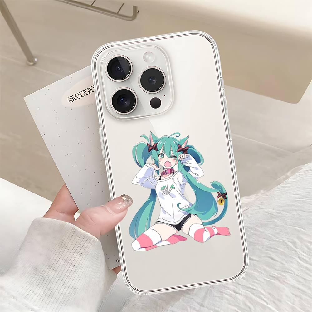 Kawaii H-Hatsune Miku-S Phone Case For Iphone17 16 15 11 13 14 Pro Max 7 8 Plus X Xr Xs Max Se2020 12mini Transparent Cov