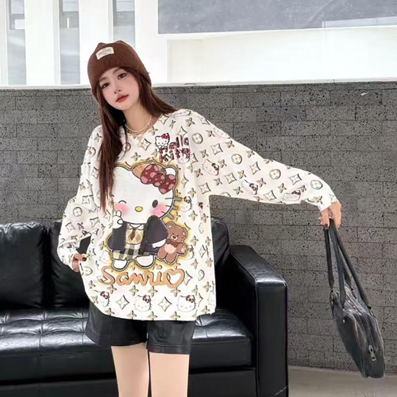 European Plus Size Chic Print Knit Sweater - Women's Loose, Stylish Round Neck Top