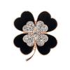 Black Four-Leaf Clover Brooch, High-End Femininity, Fashionable Diamond-Encrusted Brooch, Anti-Light Pin, Clothes And Accessories.