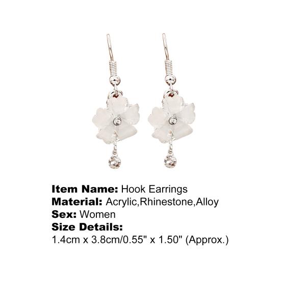 Hook Earrings Elegant Piercing Women Flower Petals Rhinestone Ear Dangle