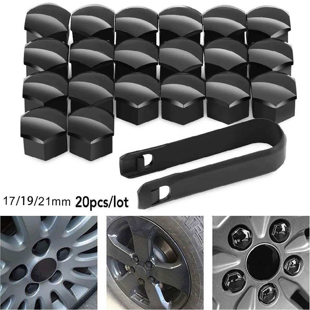 Car Wheel Lug Nut Covers 20PCS Black Plastic Bolt Caps With Clip Wear-Resistant Protection For Car Tires Auto Accessories P7F2