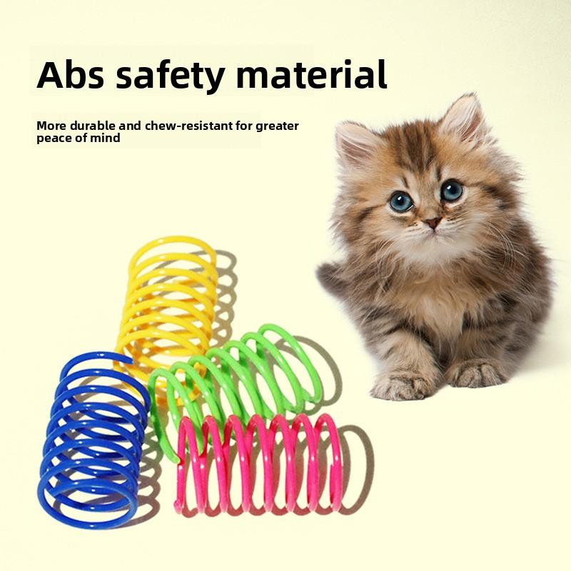 Colorful Plastic Spring Cat Toys, Plastic Colorful Spring Jumping Cat Toys, Cat Pet Supplies