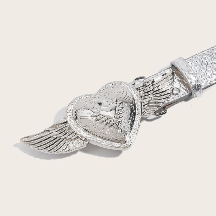 All Matching Belt for Women and Girl Love Heart Wing/Flower Buckle Popular PU Belt Adjustable Waistband for Jeans Pants