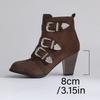 Women'S Chunky Heel Ankle Boots with Rhinestone Buckle Straps  Round Toe Zipper Closure Faux Cover Sole Stylish High Heel Boots