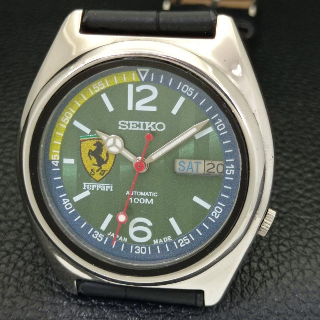JAPAN VINTAGE SEIKO AUTOMATIC MENS FERRARI DIAL WATCH A700458-5 R203-a700458