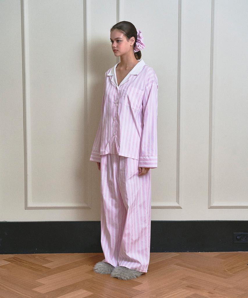 VINAJ [Uni] Jennie Striped Pajama Pants (Baby Pink)