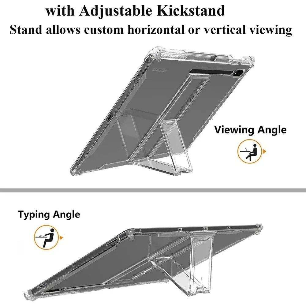 TPU Case for Samsung Galaxy Tab S9 S8 Plus 12.4 PC Stand Cover for Galaxy S7 PLUS FE 12.4 Tab S6 Lite 10.4 S9 11" A8 10.5 Tablet Protection Cover