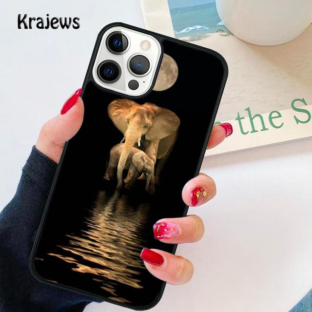 Baby Elephant Moon Soft Phone Case For iPhone 17 Air 16 15 Max Plus 11 12 13 Pro Max Phone Cover coque Fundas