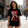 Womens Gundam Anime TShirt Red White Mecha Warrior Japanese Print Black Cotton Tee for Casual Otaku Daily Campus Home