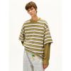 Madwitch American Classic Fake Two-Piece Striped Long-Sleeve T-Shirt for Men and Women, Loose Casual Lazy Couple Top Ins