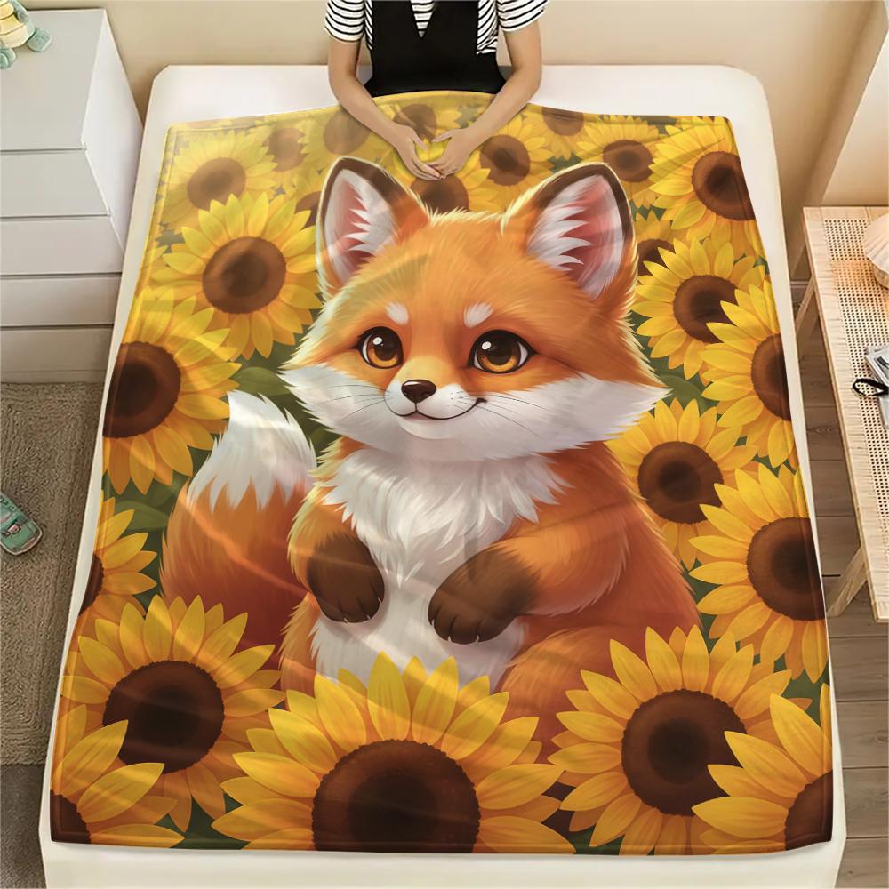 

1 шт. Фланелева ковдра з мультяшним принтом, Висока якість, Зручна для всіх сезонів, Декор для дому, Тепло та затишок, Ідеальний подарунок на Різдво, День народження 80cm x 120cm