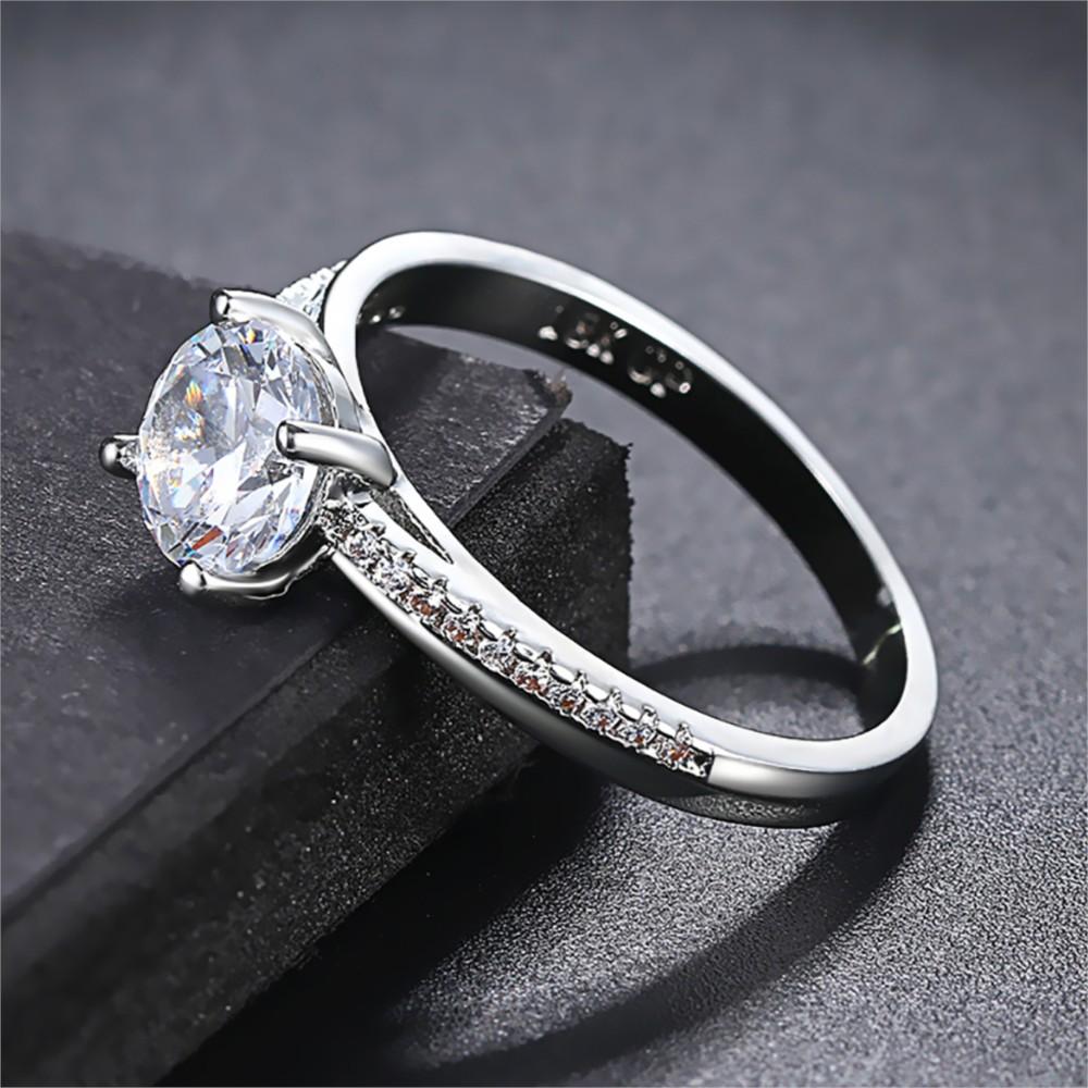 Dainty Shiny Iced Out Wedding Engagement Rings For Women AAA+ Cubic Zirconia White Gold Color Ring Jewelry Chirstmas Gift DFR486
