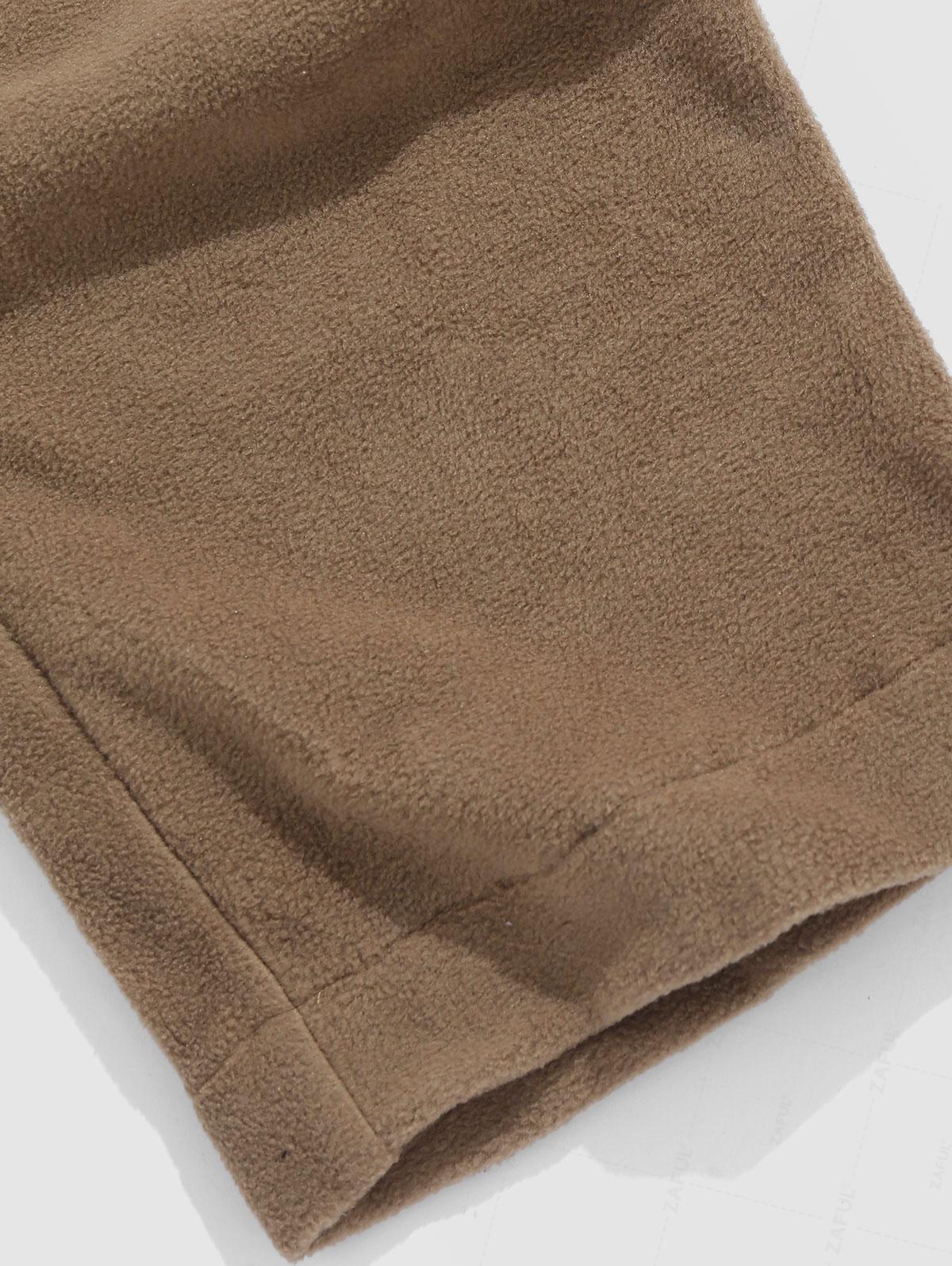 ZAFUL Однотонные брюки-карго из флиса с множеством карманов XXL света кофе — фото 5