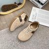 Retro soft leather flat-soled women's shoes 2025 spring and autumn fashion versatile soft-soled lace-up versatile low-top German training shoes