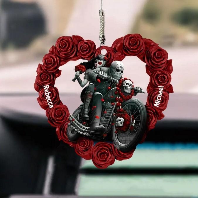 2d Heart Acrylic Couple Skull Car Pendant For Halloween And Decoration Christmas