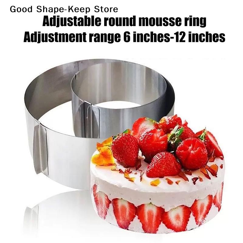 Scale Integrated 6-8cm Telescopic Mousse Ring, Reusable Stainless Steel Round Cake Ring, Rustproof