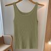 Plus-Size Women's Slim-Fit Sleeveless Ribbed Vest, Ice Silk, Versatile for Outerwear or Base Layer, Tight-Fitting Tank Top Style